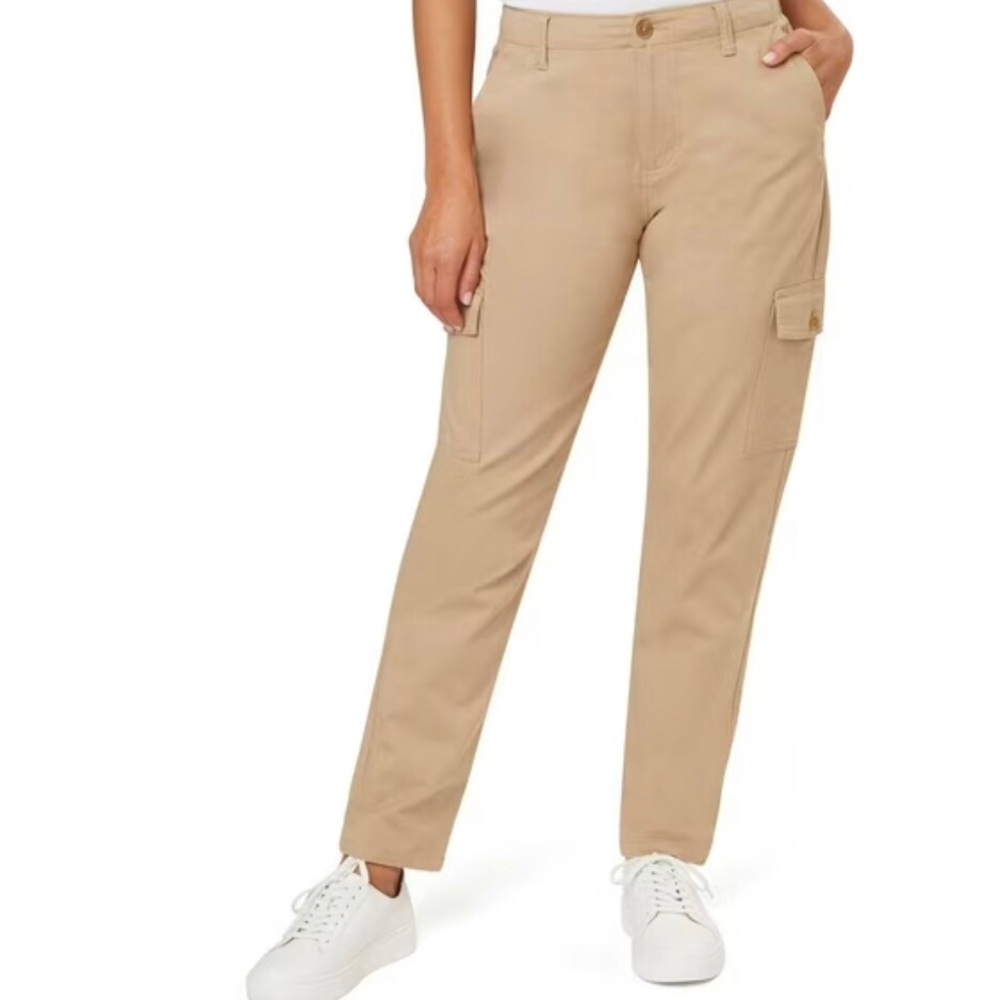 NEW! Lands End Khaki Tan Cargo Straight-Leg Chino Pants